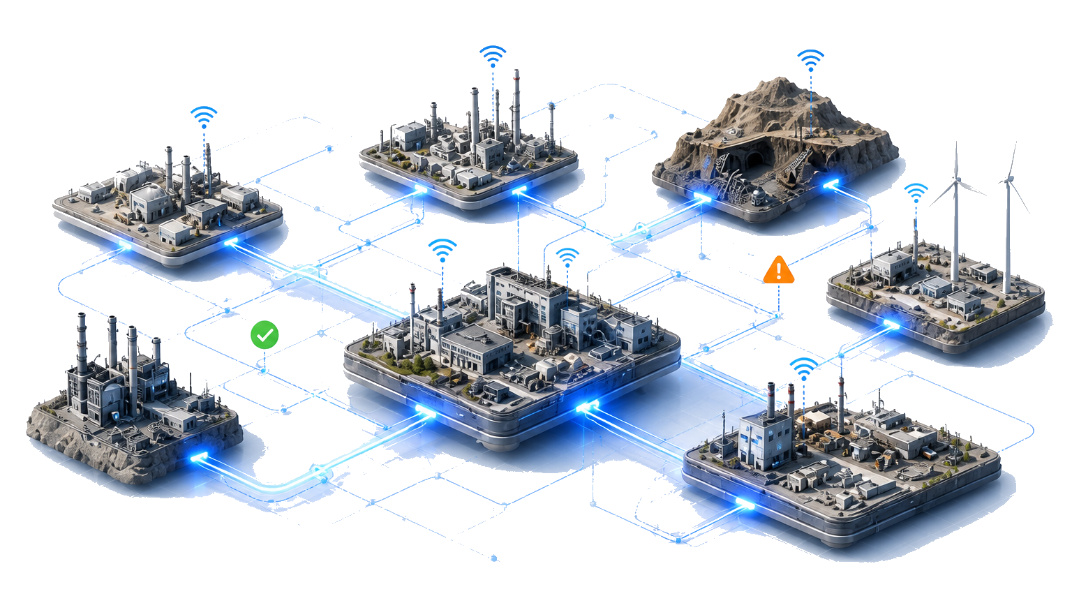 Connected industrial sites sharing operational signals