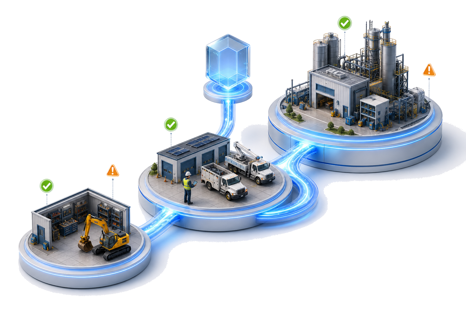 Connected industrial sites of different scale sharing one published maintenance catalog